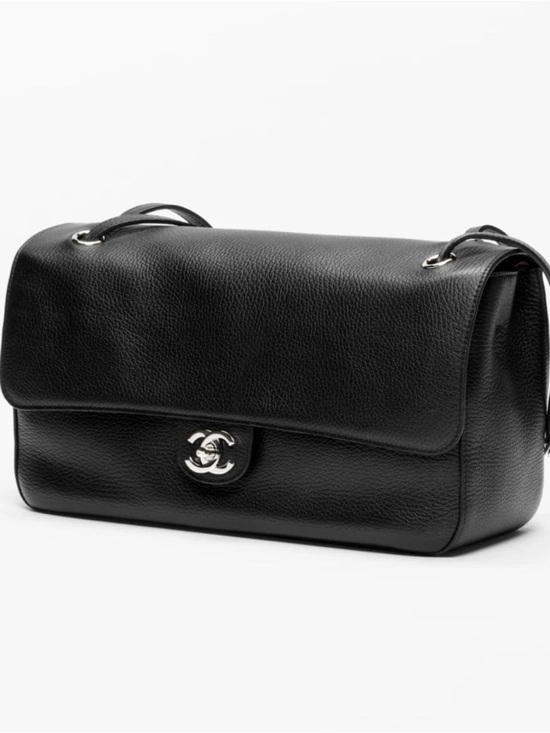 CHANEL Handbags - NEW 26S Chanel Black Grained Calfskin Maxi Blazy Flap Bag Handbag Small